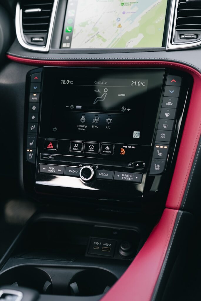 Modern car dashboard with touchscreen display