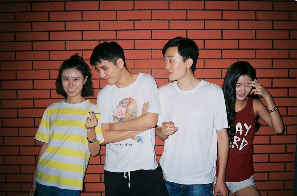 a group of people standing together