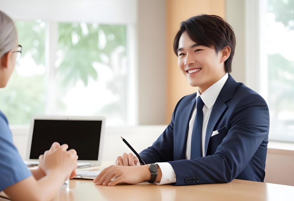 businessman, people, consultation, presentation, profession, adviser, counseling, insurance, proposal, speaking, salesman, japanese, lawyer, life assurance, meeting, asian, will meeting, refreshing, tax, advisor, property, inheritance, contract man, realtor, business, ai generated