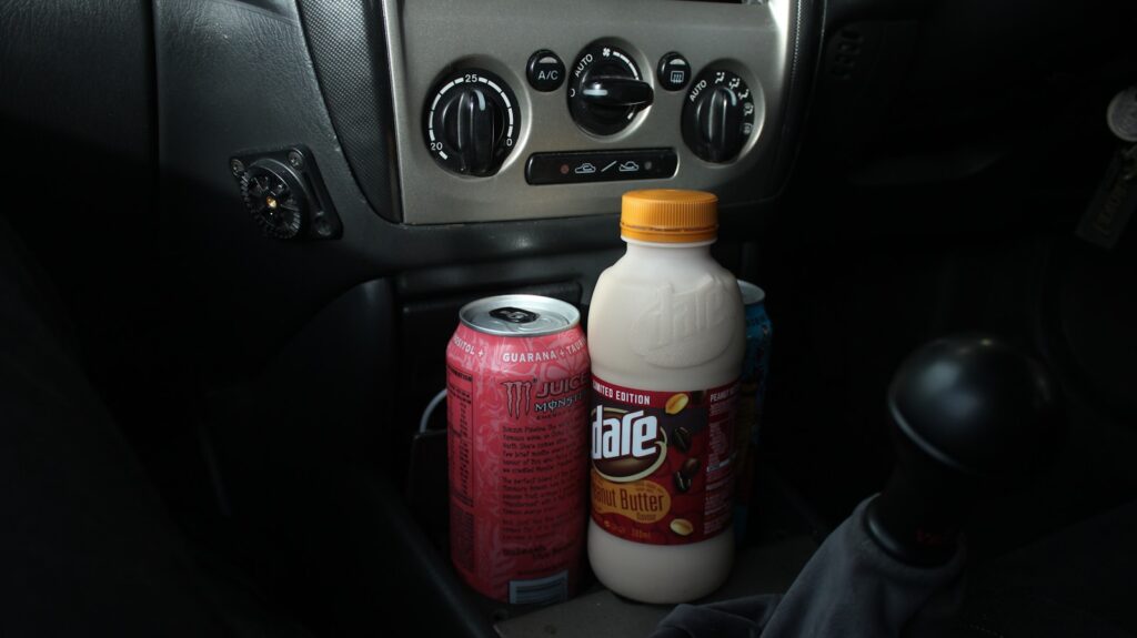 white and red plastic bottle