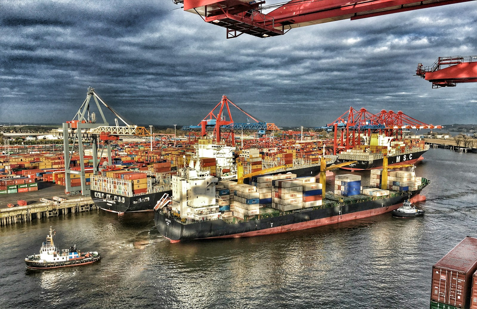 a large cargo ship in a large body of water