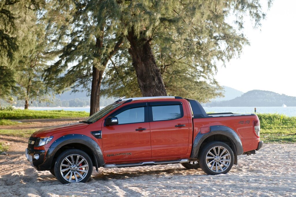 car, truck, pickup truck, nature, beach, car wallpapers, orange, ford