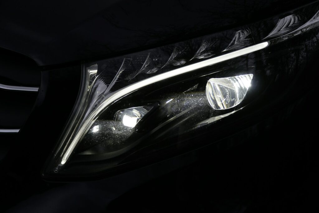 Modern car headlight with led strip