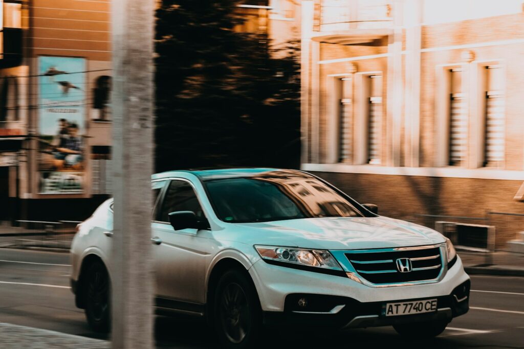 a car parked on the side of a street