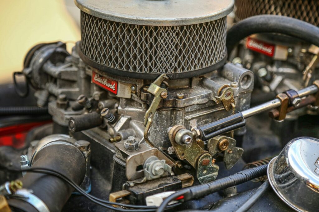 black and silver car engine
