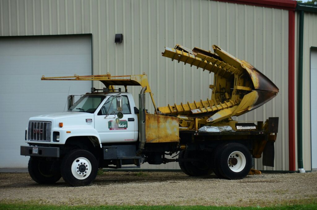 a truck with a crane on the back