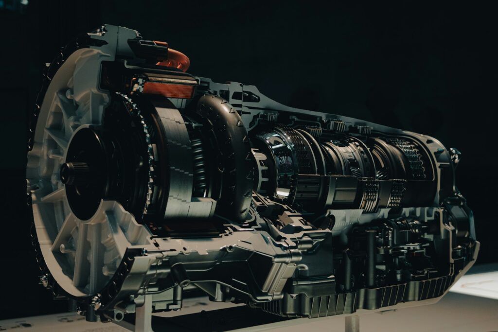 A large jet engine sitting on top of a table