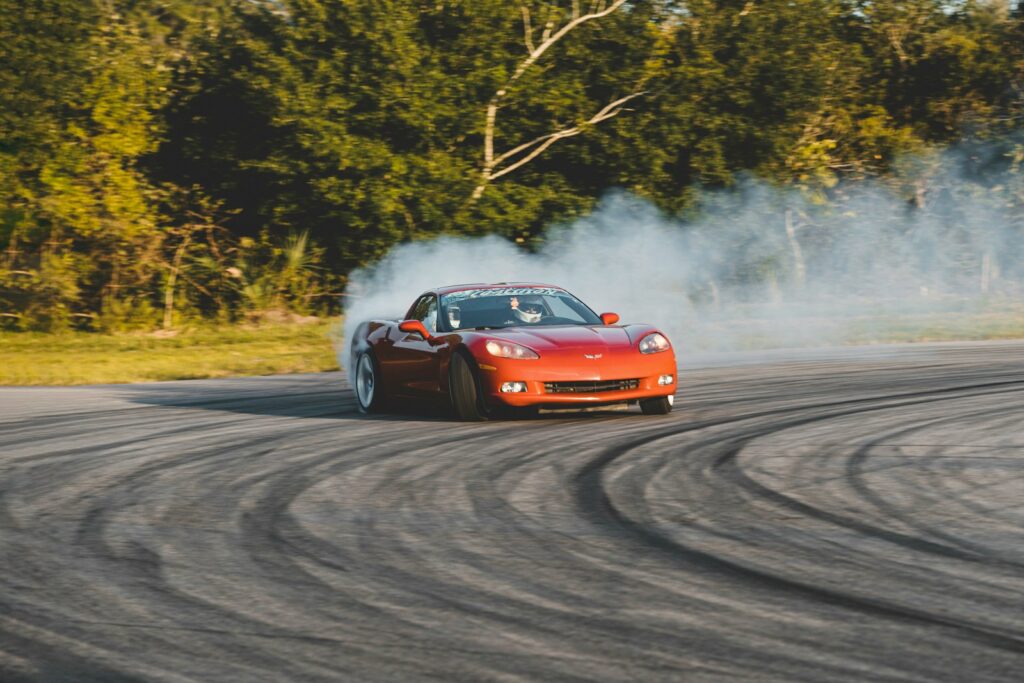 red racing car on track