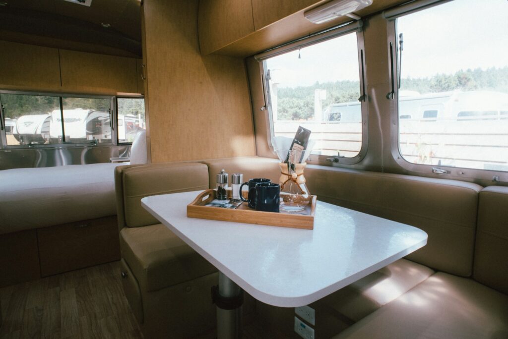 a table on a train