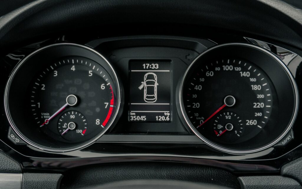 black car instrument panel cluster