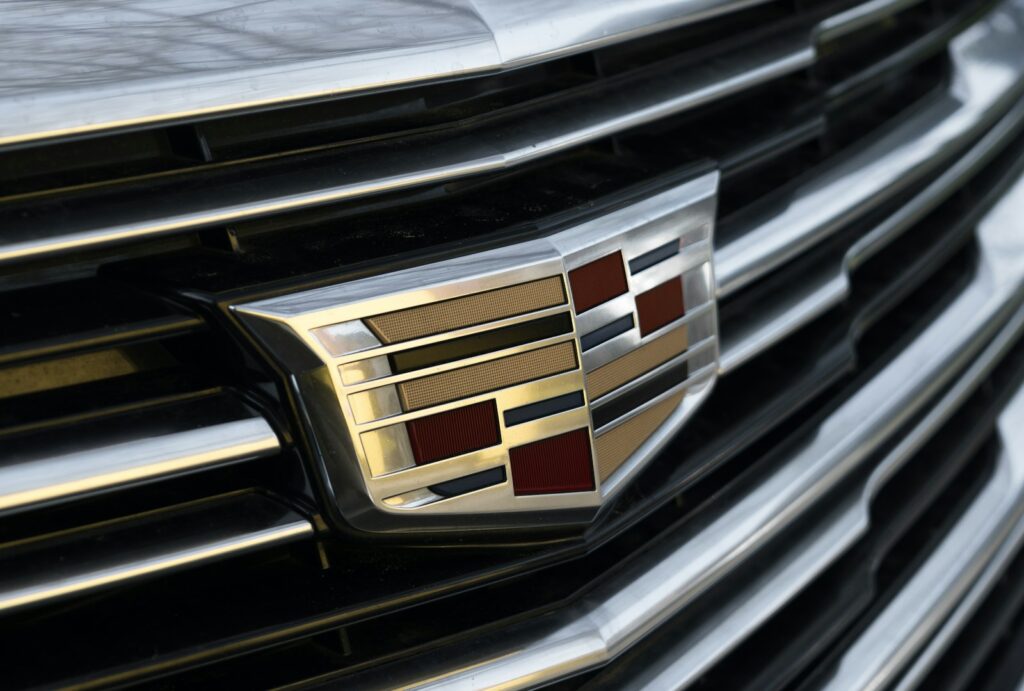 a close up of a car's grill
