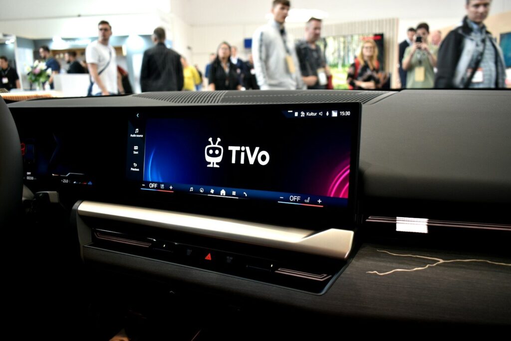 Modern car dashboard with tivo infotainment system display