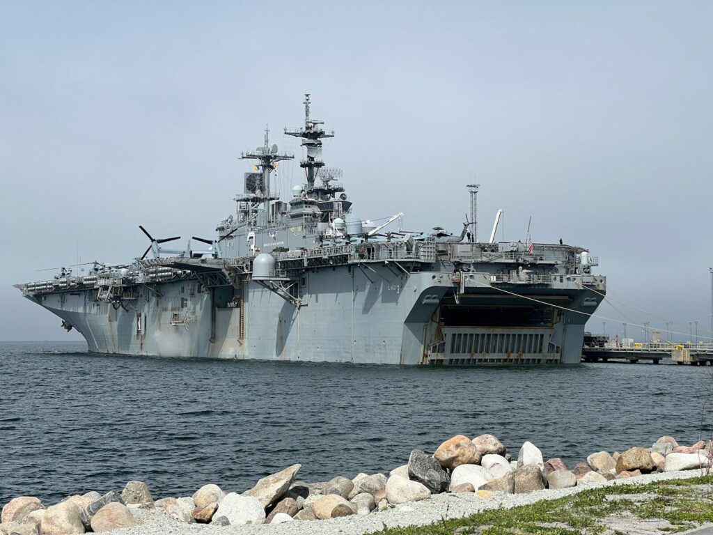a large ship in the water