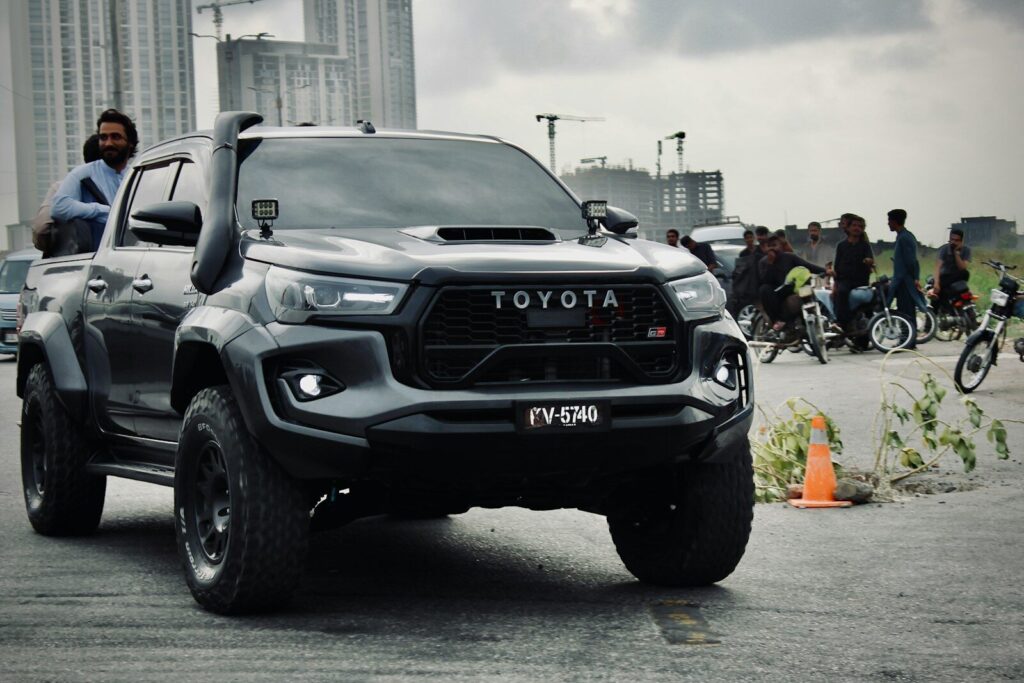 Black toyota gr sport pickup truck with snorkel