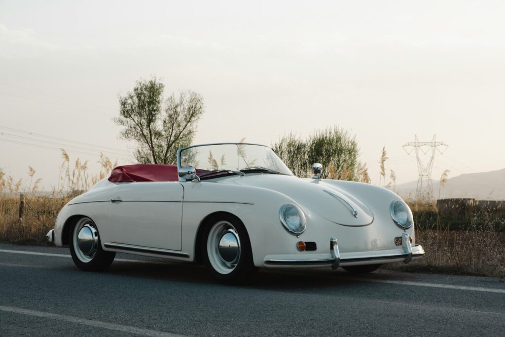 a white convertible car