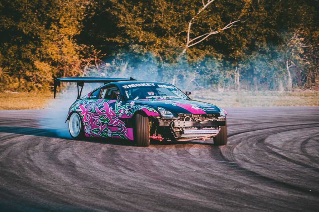 pink and black stock car