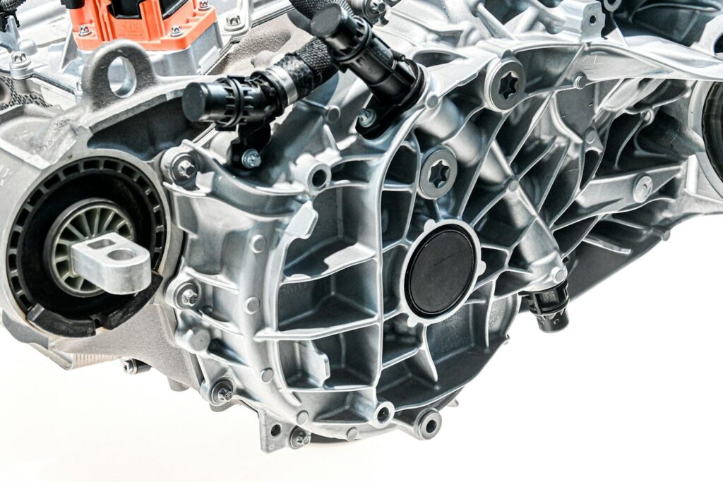 Detailed view of a complex metallic engine component