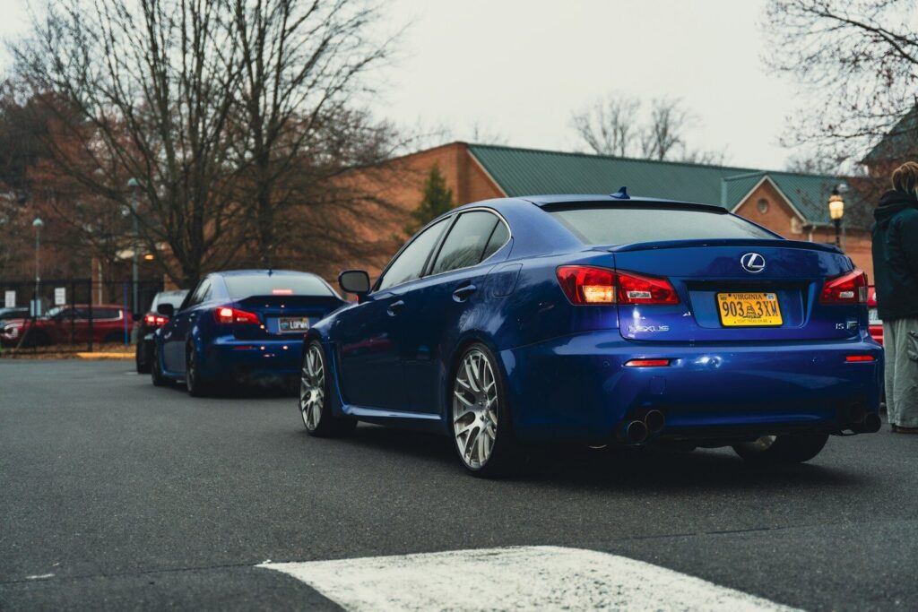 Blue lexus cars parked in a row