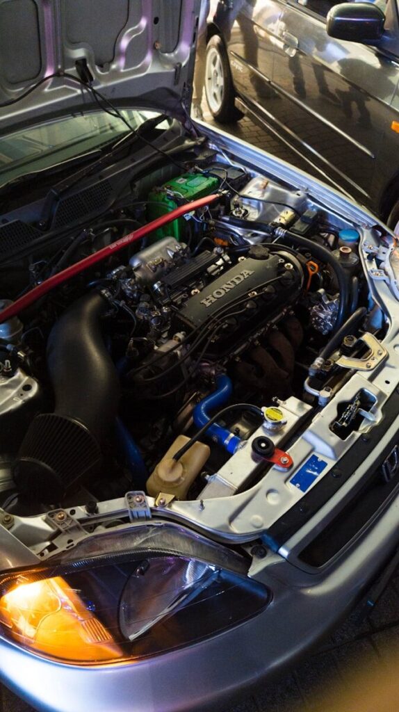 A modified honda engine under the hood