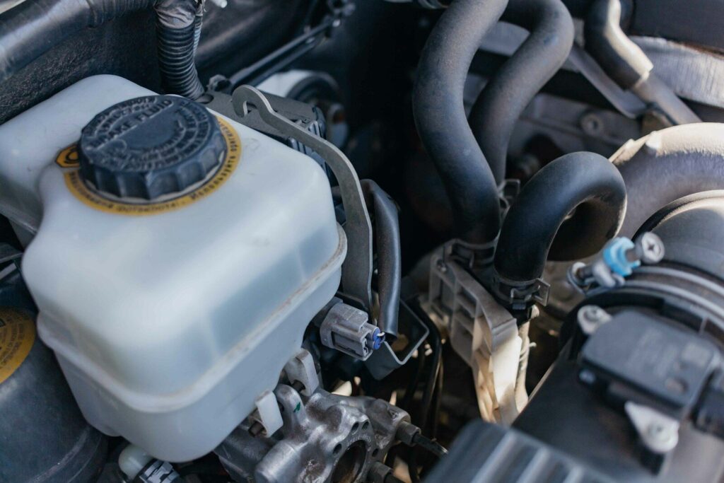 a close up of the engine of a car
